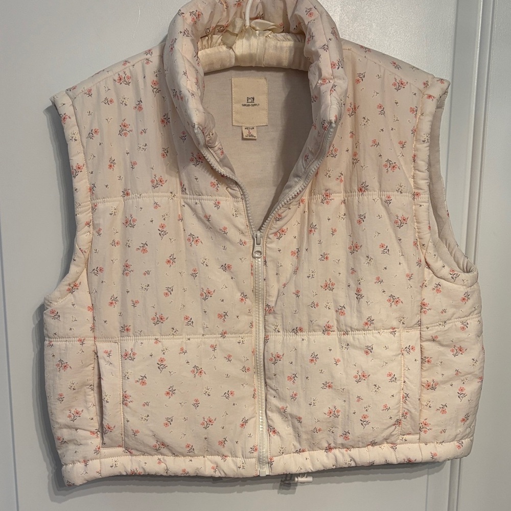 Thread & Supply Women’s Preppy Floral Cream Vest SZ M